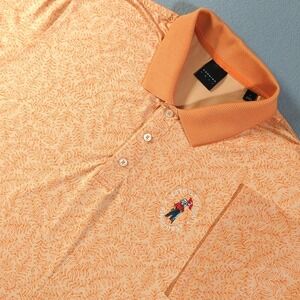 DUNNING GOLF 2024 US OPEN PINEHURST Polo Shirt Men's Size L Orange Leaf Print